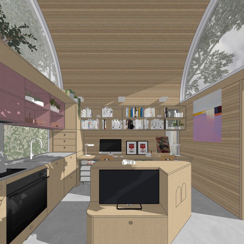 Art Studio Cabin visualisation of the living area