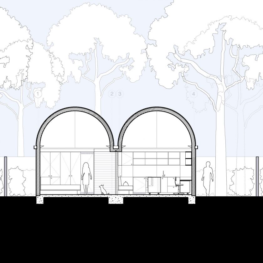 Architectural elevation and section drawings