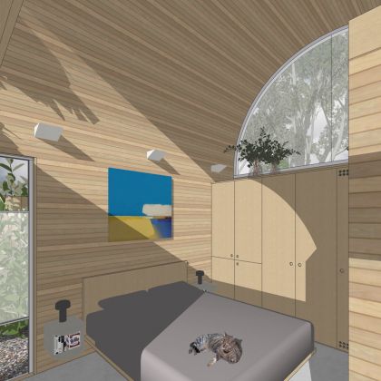 Art Studio Cabin visualisation of the bedroom