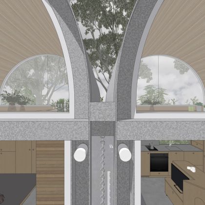 Art Studio Cabin visualisation of front facade detail