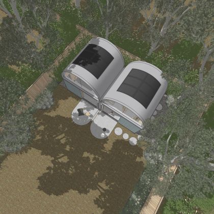 Art Studio Cabin visualisation aerial view