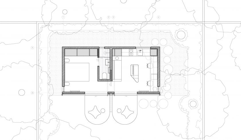 Art Studio Cabin floor plan and site plan