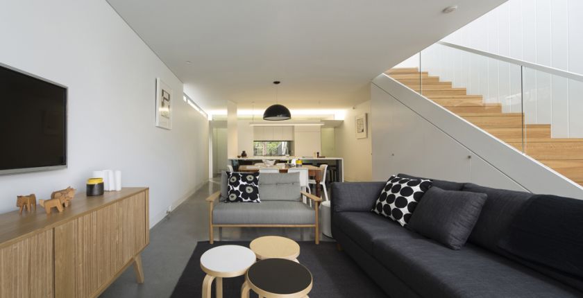 Cosgriff House lower ground living room, dining area & kitchen