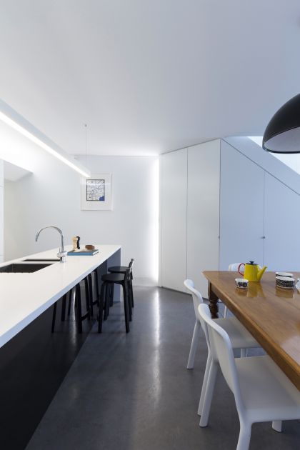 Cosgriff House kitchen & dining area with view of joinery beyond