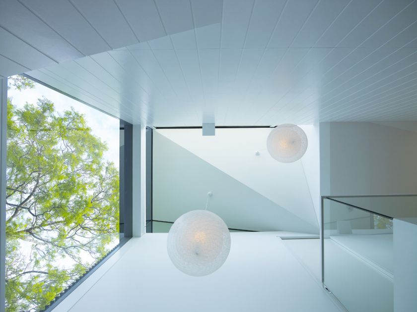 Cosgriff House view up to void with folded ceiling