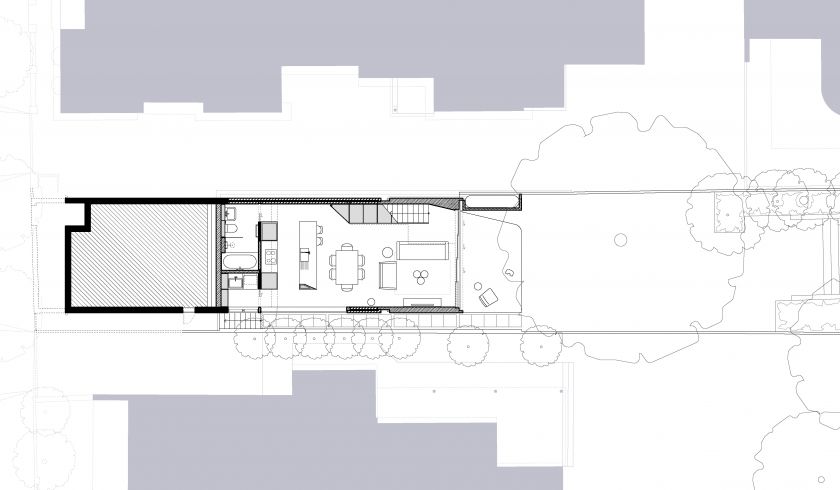 Cosgriff House ground floor plan and lower ground floor plan and site plan