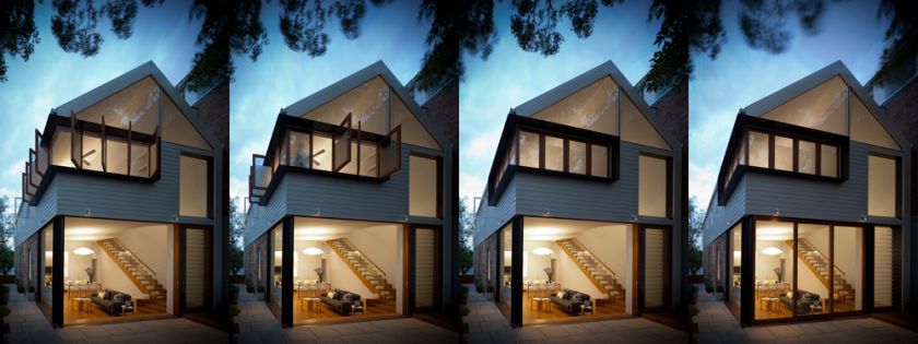 Elliott Ripper House opening and closing sequence of rear doors & pivot windows