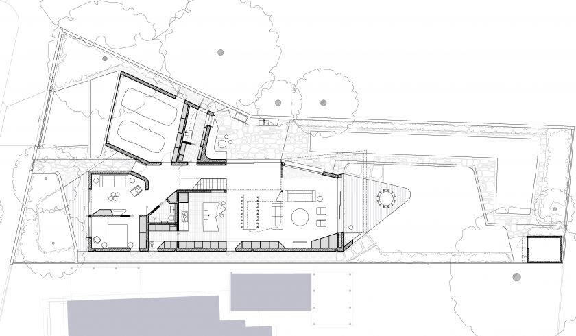 Flexion House ground floor plan and first floor plan and site plan