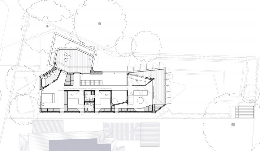 Flexion House ground floor plan and first floor plan and site plan