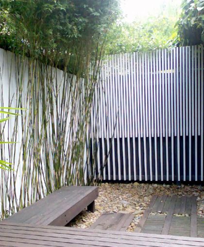 H House courtyard & rear batten screen