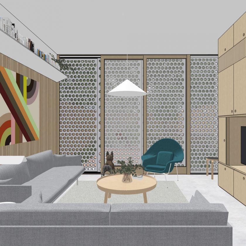 Interior living area view to exterior