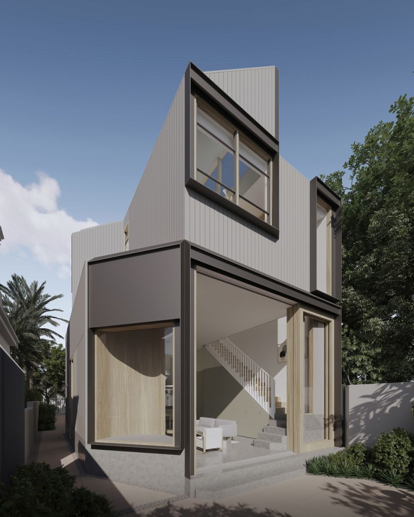 Trafalgar House rear oblique view of addition