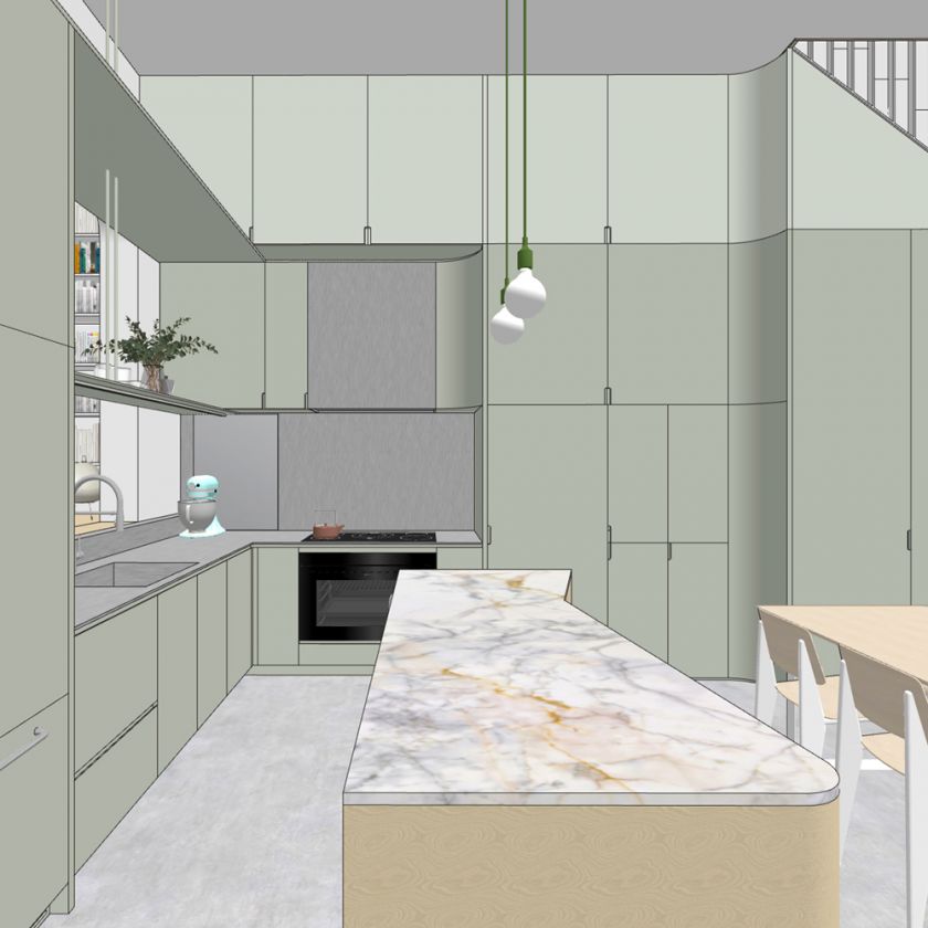 Trafalgar House ground floor interior and exterior visualisations