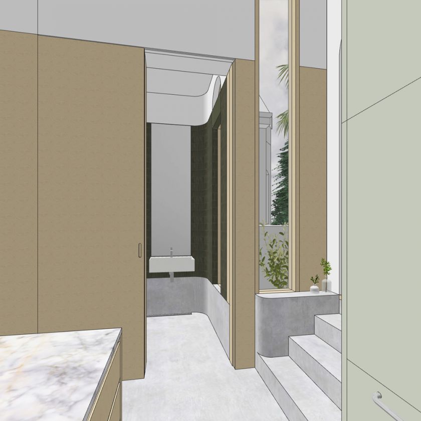 Trafalgar House ground floor interior and exterior visualisations