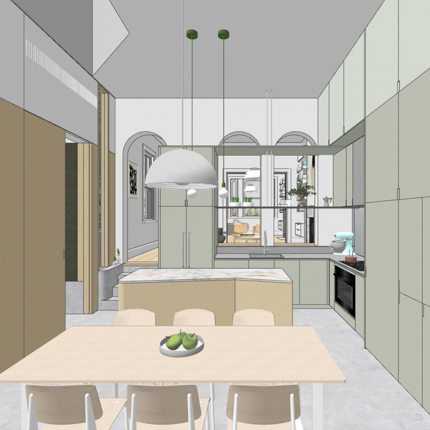 Trafalgar House ground floor interior and exterior visualisations