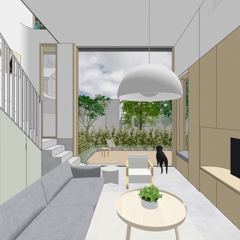 Trafalgar House ground floor interior and exterior visualisations