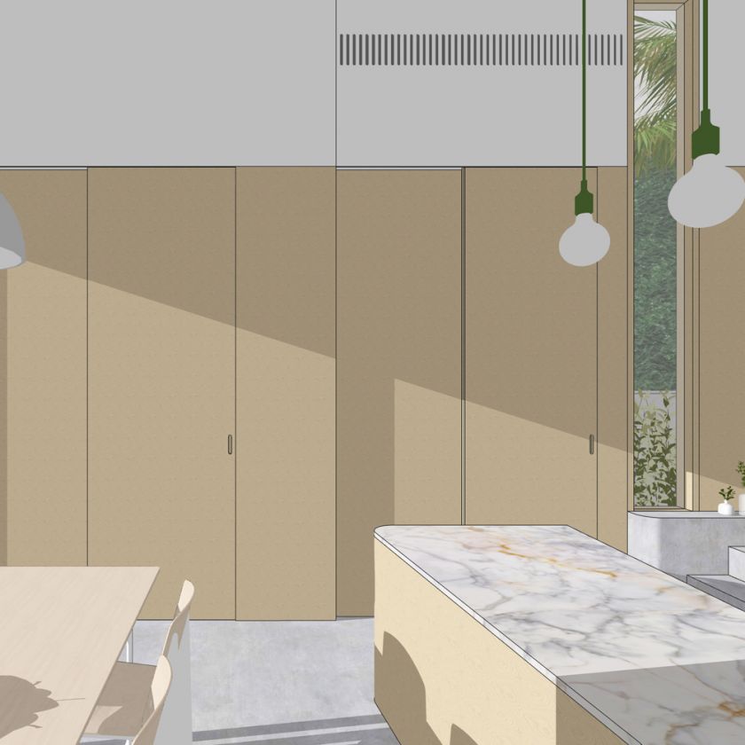 Trafalgar House ground floor interior and exterior visualisations