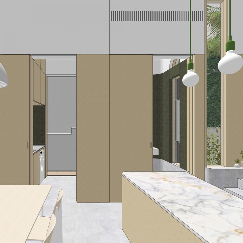 Trafalgar House ground floor interior and exterior visualisations