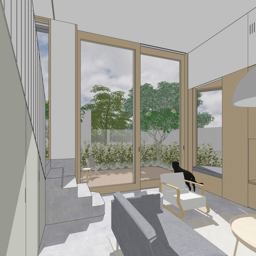 Trafalgar House ground floor interior and exterior visualisations