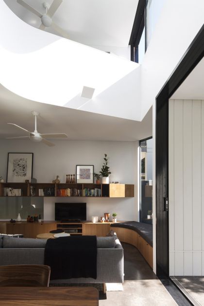 Unfurled House interior view of living and first floor spaces