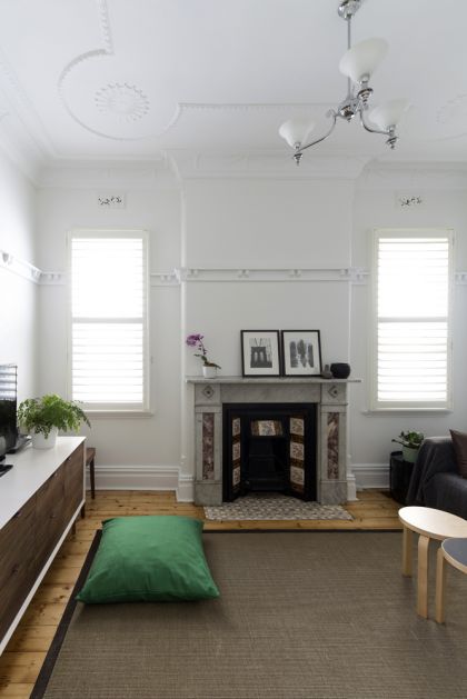 Unfurled House interior view of refurbished original living room