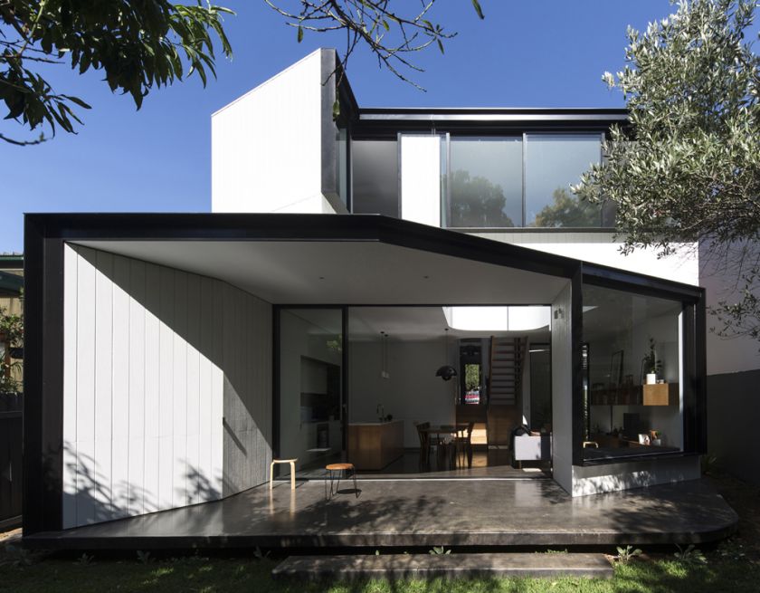 Unfurled House exterior rear morning view